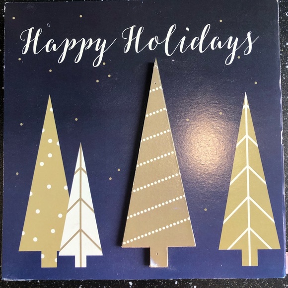 Christmas block decor blue & gold happy holidays NWT - Picture 2 of 6